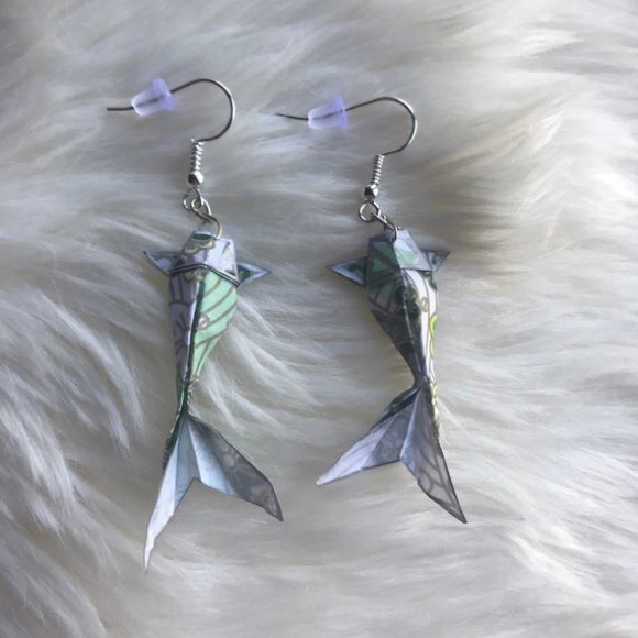 Origami Koi Fish Earrings - Picture 2 of 2